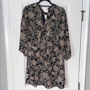 Collective Concepts Navy and Cream Paisley Midi Dress